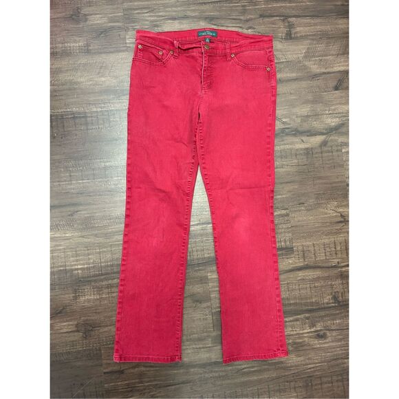 LRL Ralph Lauren Jeans Red Pants Modern Straight Denim, Sz 12 - Picture 1 of 6
